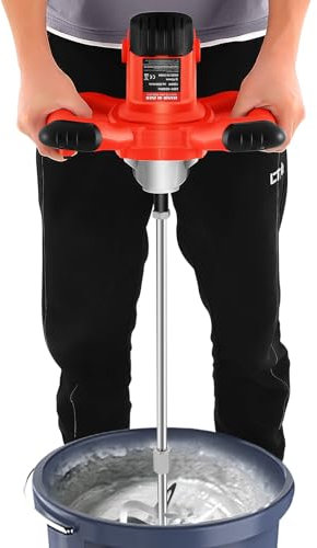 1500W portátil eléctrico concreto cemento yeso lechada pintura Thinset mortero pallet lanzador Pro taladro mezclador agitador herramienta ajustable 6 velocidades portátil rojo