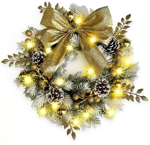 Corona natalizia LED da 30 cm, corona per porta natalizia, corona dell'Avvento artificiale, corona decorativa corona da tavolo decorazione natalizia, ghirlanda natalizia corona autunnale corone per
