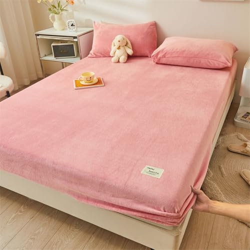 KnSam Rose Bettlaken 120x200cm Allergiker, Bettlaken Organizer Einfarbig Faltenresistent und Ausbleichen, Samt Bett Laken Bezug Unterbett als Schutz für Boxspringbett & Topper