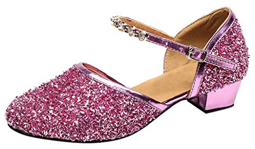 Scarpe Da Danza Latina Con Tacchi Alti Standard Bachata Sandali Danza A Punta Chiusa Suola Molle Salsa Tango Scarpe Chacha per Donna Soggiorno Estivo Stiletto, rosa caldo, 39 EU