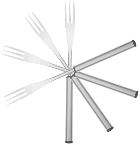 CIYODO 4 Pièces Fourchettes à Fondue Acier Inoxydable pour Fromage et Chocolat Accessoire de Cuisine avec Design à Dents et Pratique pour Vos Repas Famille et Barbecues