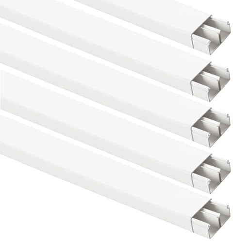 10 metri Canalina passacavi 30x10mm, 5 barre da 2 mt, bianco, 2 scomparti, mini canala, minicanalina, condotto passacavi, in PVC, per cavi, fili elettrici, fissaggio a parete, coperchio avvolgente