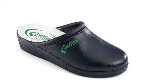 Saniflex 840-1 Médico Certificado Zuecos Mules Zapatillas Zapatos de Cuero, Mujer, Azul, EU 39