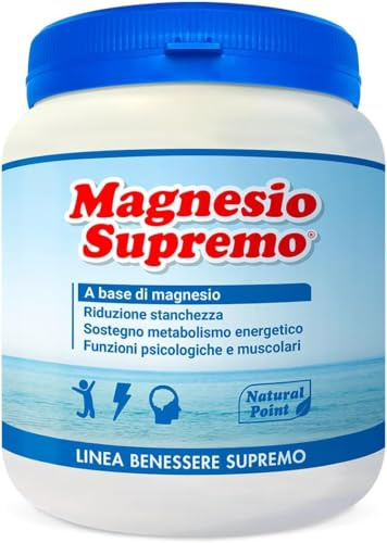 Natural Point Magnesio Supremo in polvere - riduce stress e stanchezza dovute dall'affaticameno, senza lattosio, adatto ai vegani, utile per lo sport e per la regolarità digestiva - Senza glutine