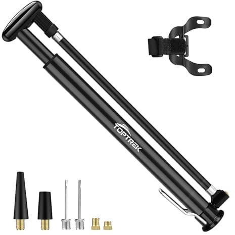 toptrek Mini cykelpump, liten, luftpump, cykel med 210 PSI, liten cykelpump för alla ventiler, aluminiumcyklar, luftpump med cykelhållare, högtryck, handpump för MTB/BMX/vägcykel