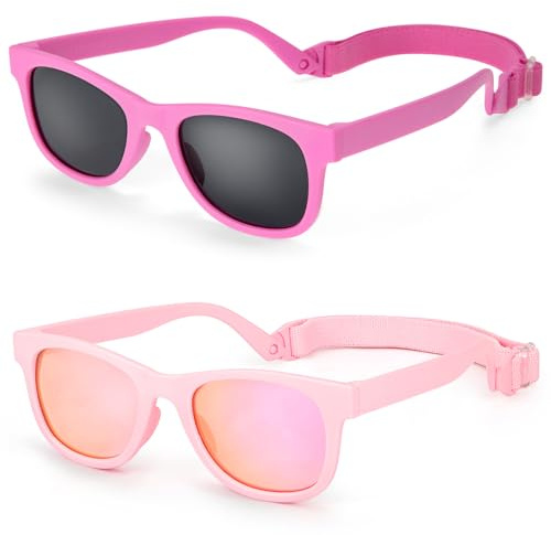 Hifot Polarisées Lunettes de Soleil pour Enfant Anti UV400 Bébé Lunettes de Soleil Monture en Caoutchouc Flexible Lunettes de Sport Mixte pour 2-7 Ans Fille et garçon