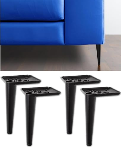 IPEA Piedini per Mobili e Divani in Ferro 150 MM Neri – [ DESIGN MODERNO ] - Set di 4 Gambe in Metallo per Armadi Poltrone Letti – Piedi Colore Nero Opaco – Basi per Arredamento - Altezza 15 CM