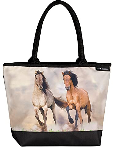 VON LILIENFELD Handtasche Pferd Wildpferde Motiv Shopper Maße L42 x H30 x T15 cm Strandtasche Henkeltasche Büro