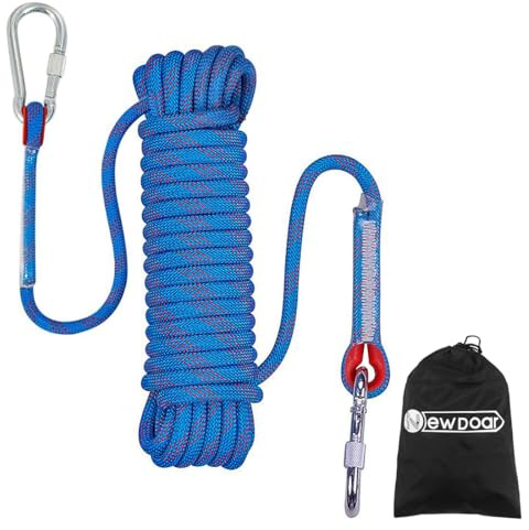 NewDoar 12KN Corde Flottante Marine 10mm Corde d'amarrage 5M/10M/20M/30M Corde d'amarrage pour la Navigation, Le mouillage, Le Camping, la pêche et l'auvent de Tente avec 2 crochets-Bleu/10M