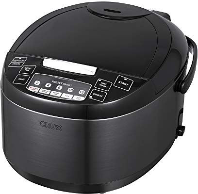 Crux 12 Cup Non-Induction Rice Cooker, Multi-Cooker, Food Steamer, Slow Cooker, Stewpot, Easy One-Pot Healthy Meals, Dishwater Safe, Non-Stick Bowl, Black, one size