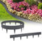 YUENFONG 10m Beeteinfassung Rasenkante Biegbarer Beetumrandungen Kunststoff Rasenkanten, Rattan-Optik Zaun Gartenpalisade Beetbegrenzung, 10 Elemente á 100cmX20cm, Anthrazit