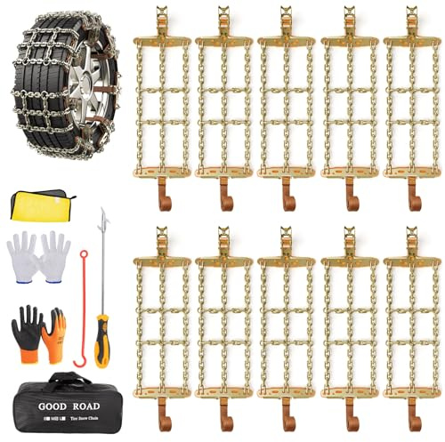 AutoChoice Emergency Snow Chains, Tire Chains with Thickened Manganese Steel for Car Truck SUV in Ice, Sand and Mud(8 Packs, Tire Width 235-285mm)