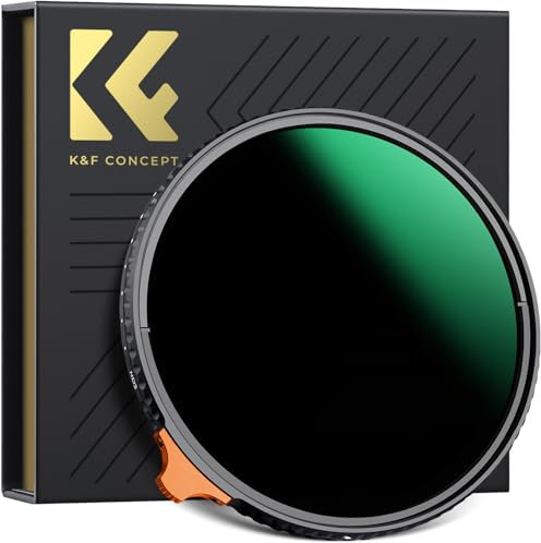K&F CONCEPT Nano-Xcel 77mm Filtro Variable ND3-1000 (1.5-10 Pasos),Densidad Neutra Filtro ND3-1000 de Vidrio Óptico con 28 Capas Nano Revestimiento