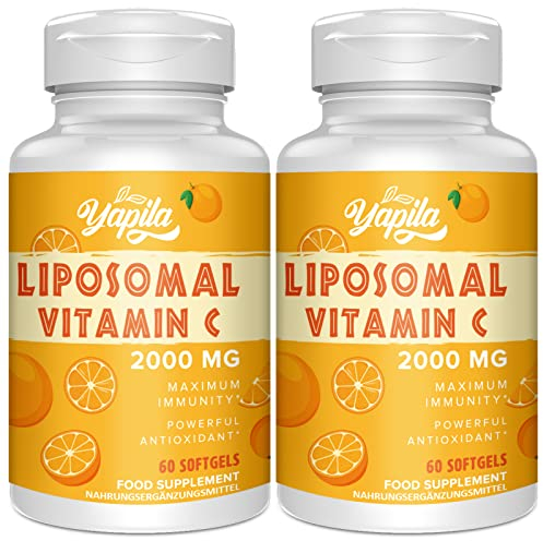 Liposomale Vitamin C Kapseln 2000mg (2 Packung), Maximale Absorption, Hochdosiertes Vit C, Ascorbinsäure, Antioxidantien-Ergänzung, Soja-frei, Non-GMO