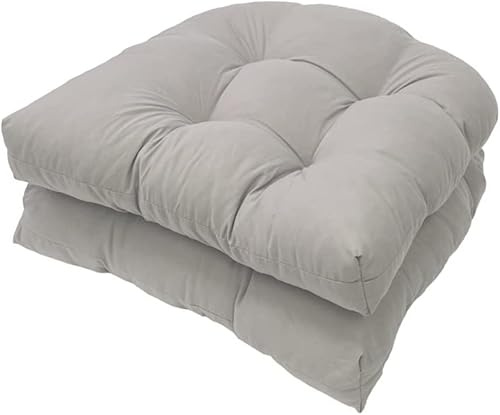 Gryyp Confezione da 2 cuscini di seduta trapuntati per interni ed esterni, 18,9 x 18,9 Cuscini di ricambio a forma di U per sedia in vimini Sedile Mobili da giardino Cuscino(Color:Grigio)