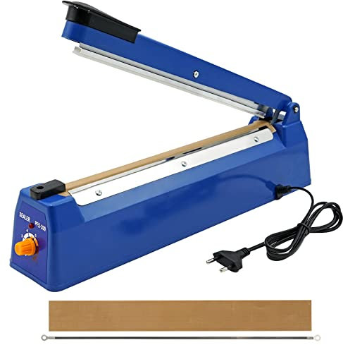 BREUAILY Heißsiegelgerät 300mm Impulse Heat Bag Sealer 220V Plastiktüten Versiegelung Tragbare Folienschweißgerät für PE/PP/PVC/Mylar/Kraft Papier/Plastiktüten