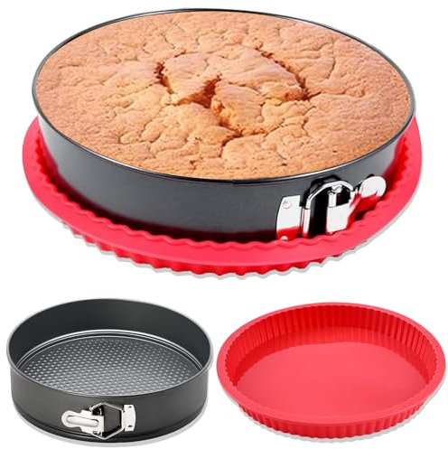 GZMAISULEE 22 CM Springform Cake Tin Baking Pans Round Leakproof Nonstick Removable Bottom Bakeware for Cake, Cheesecakes, Pizza, and Quiches