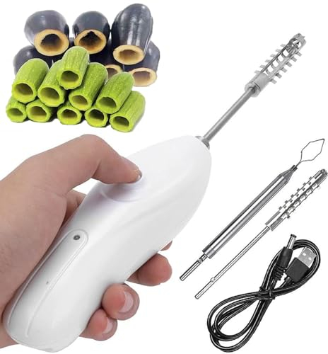 SMoonga Pelador eléctrico de Manzanas y calabacines, descorazonador de Frutas con 2 Cabezales de Corte, raspador de Escamas de Pescado y Frutas de Mano, descalcificador de mariscos, removedor