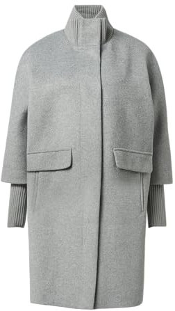 Comma Wollmantel mit geripptem Kragen und Ärmeln