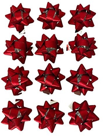 GMM Coccarde Adesive Rosse, Fiocchi Adesivi per Regali, Fiocco Pacchetti Regalo di Natale, Coccarde San Valentino, Compleanni, 12 Pezzi