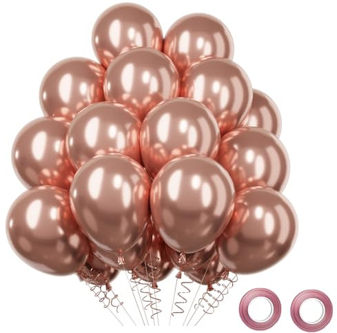 Luftballons Rosegold, 52 Stück Metallic Rosegold Ballons Ballongirlande Helium Ballons Set, Roségold Ballon Geburtstags Babyparty Hochzeit Party Deko Rose Gold Hochzeit Deko,12 Zoll