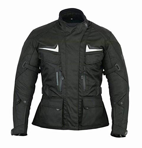 FREEDAY Veste de moto pour femme, textile, hiver, imperméable, avec protections CE, Noir , XL