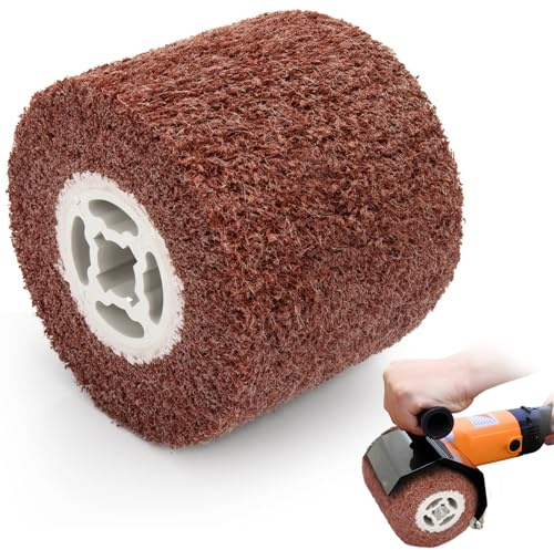 Spazzola A Rullo Abrasivo, Tamburo Per Lucidatura, Rullo Satinato Per Lucidatura Di Superfici In Legno E Metallo, spazzola in nylon per lucidatura, ø120x100x19mm, Grana 60/80/120/180/320 (A, 80#)
