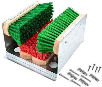 Profi Schuhputzer Schuh- und Stiefelreiniger manueller Schuhreiniger 4 Besen in spezieller Metall-Halterung Stiefelreiniger Schuhabtreter Schuhabstreifer für Schuhe, Boots und Stiefel