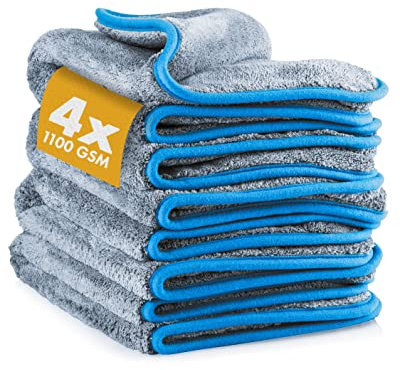 LICARGO® 4X Saugstarke Mikrofasertücher mit 1100 GSM - Lackschonend Dank ultraweicher Mikrofaser - fusselfreie Poliertücher - Microfasertuch Autopflege, Mikrofasertücher Auto Polieren - 40x40cm