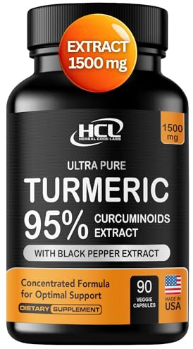 Turmeric Curcumin Extract 1500mg – Full Dose of 95% Curcuminoids with Black Pepper Ginger & Cinnamon – High Absorption Turmeric Supplement – Non-GMO Natural Capsules