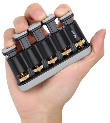 Einstellbarer Fingertrainer, Handtrainingsgerät für Gitarre, Trompete und Klavier(Grau)