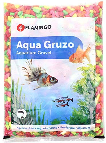 Flamingo Gravier Neon Glitter Fluo Jaune, Vert, Orange, Rouge et Rose pour Aquarium - 1kg - Gravier pailleté - Substrat idéal pour Les Racines des Plantes