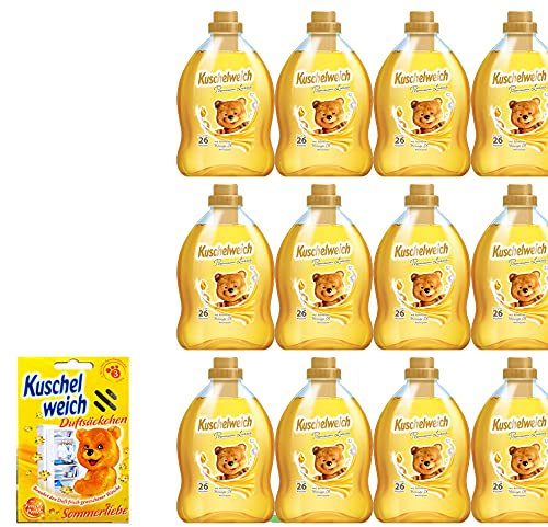 14tlg. Set: 12x750ml Kuschelweich Weichspüler Premium Gold 300 WLMoringa-Öl + 1 x Duftsäckchen Box + 1x Mini-Bag von STUDIO.MUNET