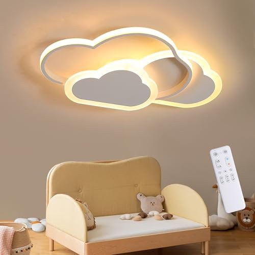 ZEKEI Kinderzimmer lampe decke, Wolkenlampe 42cm mit Fernbedienung, LED Deckenleuchte Kinderzimmer dimmbar 3000-6000K, Wolkenlampe kinderlampe Deckenlampe