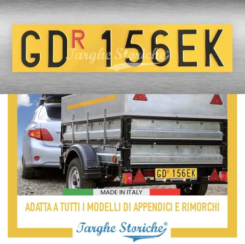 Targa Ripetitrice con Caratteri in Rilievo Punzonati, Targa Personalizzata in Alluminio Catarifrangente, Giallo Reflex, Made in Italy - Targa Decorativa