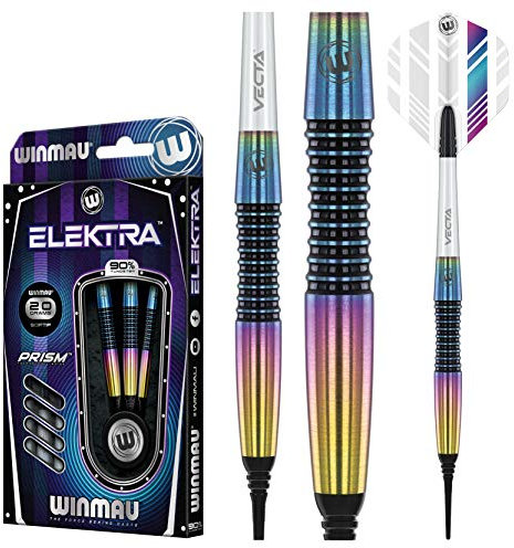 WINMAU Elektra 18 Gramm Profi Wolfram Softip Dartpfeile Set mit Flights und Schäfte