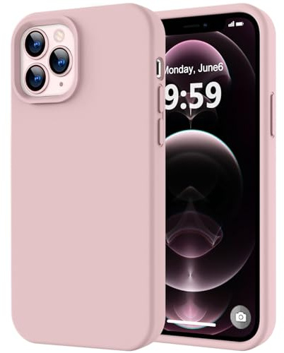 LOVE 3000 Compatible with iPhone 12 Pro Max Phone Case | Thickening Liquid Silicone | Anti-Scratch Microfiber Lining | Full-Body Duty Heavy Protection Case for iPhone 12 Pro Max Women Girls, Pink Sand