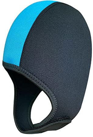 Sharplace Neoprenhaube Neopren Scuba Head Cover Surf Dive Hood Cap 2mm für Frauen, Thermal Bib Taucherhauben zum Schwimmen Surfen Wassersport, Schwarz und blau