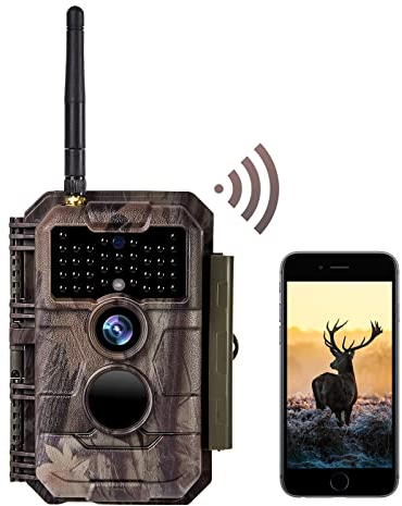 BlazeVideo Wildkamera WLAN Fotofalle WiFi Beutekamera Wildtier Jagdkamera Überwachungskamera 64MP HD MP4/MOV Video mit unsichtbare Nachtsicht Bewegungsmelder IP66 Wasserdicht