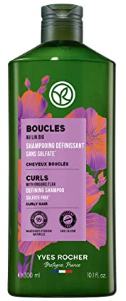 Yves Rocher Champú de Rizos con Lino Bio - Método Curly para Rizos Flexibles y Luminosos - Fórmula Vegana - Champu Sin Siliconas ni Sulfatos - 300ml