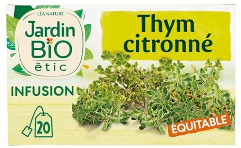 Jardin Bio Étic - Infusion Thym Citronné Bio 20 Sachets - 30G - Alimentation Bio - Boisson relaxante et digestive 100% naturelle, certification AB. - Le Lot De 3