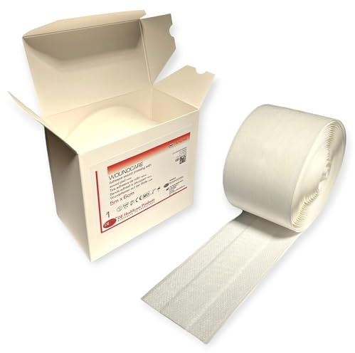 DE Healthcare Products – Wundpflaster auf der Rolle (5 m x 6 cm), zuschneidbare Wundpflaster, atmungsaktive und komfortable Pflaster mit Wundpolster, weiß