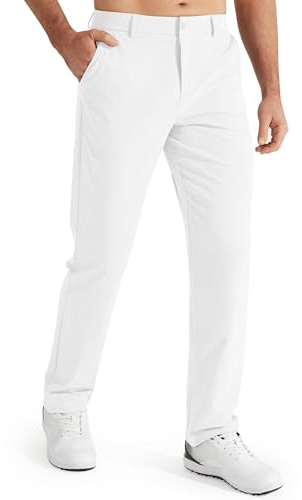 Libin Herren Golf Hosen Stretch Slim Fit Anzughose 40W 30L Blanc