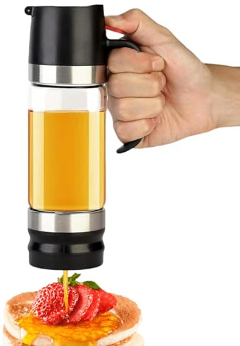 mumisuto Dispenser di miele in vetro antigoccia, 350 Ml Sciroppo, 11,83 Ounces vasetti di miele rimovibili Coperchio superiore e inferiore, accessori da cucina per sciroppo zucchero salsa di soia