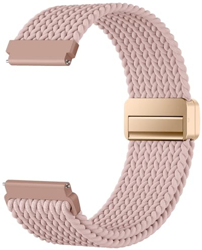 Mastten 20mm Elastisch Geflochten Magnet Armband Kompatibel mit Samsung Galaxy Watch 7 Armband 40mm - Galaxy Watch 6 5 4 40mm 44mm Band, Nylon Sport Armbänder für Damen Herren, Rosa