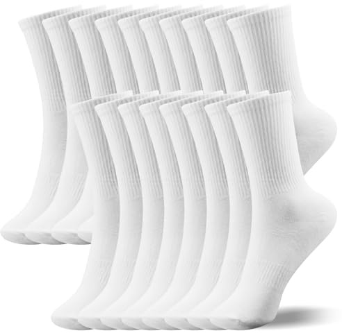 Scettar 9 paia di Calzini Sportivi da Donna Uomo, Calze da Donna, Calzini Spugna Sportivi Traspiranti, Calze Bianche donna uomo per Lavoro, Sport, Casual