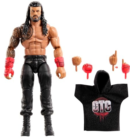 Mattel WWE Elite Actionfigur und Zubehör, Serie #120, ca. 15 cm große Sammelfigur Roman Reigns mit 25 Bewegungspunkten und austauschbaren Händen, JCJ30, [Mehrfarbig]