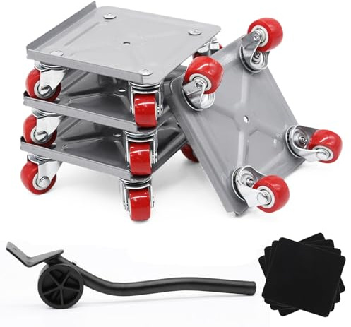 Zyluniy Leve Meuble Lourd avec 4 roulettes Pivotantes 360° - Capacité de Charge 600kg- Déplacement Facile Canapé, Réfrigérateur, Lit et Armoire - Système de Levage par Levier pour Mobilier