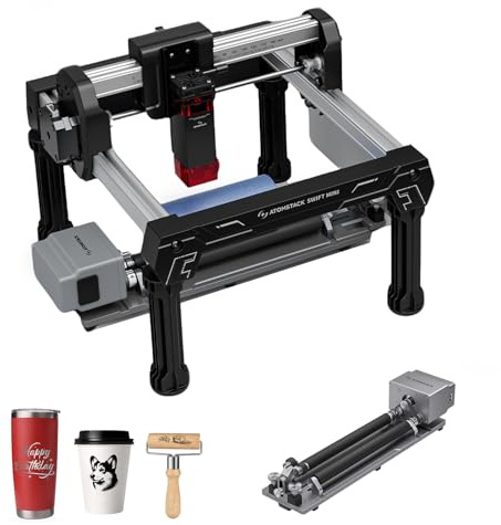 ATOMSTACK SWIFT 3W Máquina de grabado láser portátil con rodillo rotatorio R6, mini grabadora láser totalmente preinstalada, grabado de precisión de 0,04 mm para madera, cartón, cuero y metal