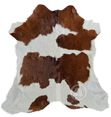 Teppich Kuhfell Kalbsleder Färsenleder Braun & Weiß, Größe 90 x 70 cm - Qualität von Pieles del Sol aus Spanien